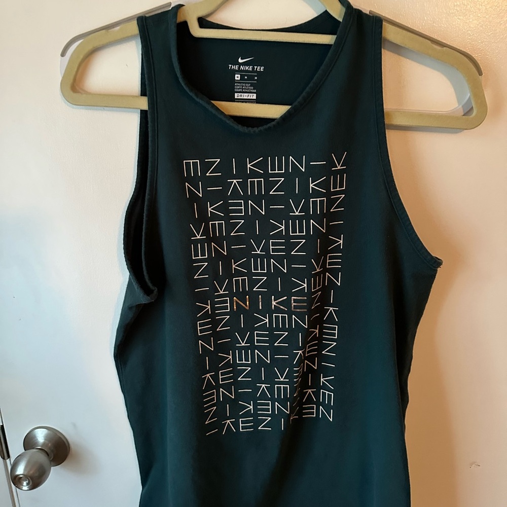 Nike Green Athletic Tank Top Futuristic Design